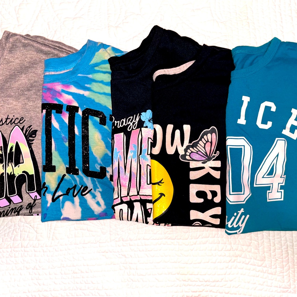 Bundled 5 girls size medium. Justice crop shirts